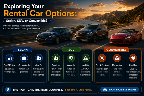 Exploring Your Rental Car Options: Sedan, SUV, or Convertible?