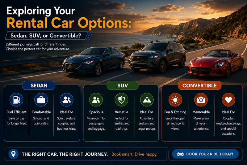 Exploring Your Rental Car Options: Sedan, SUV, or Convertible?