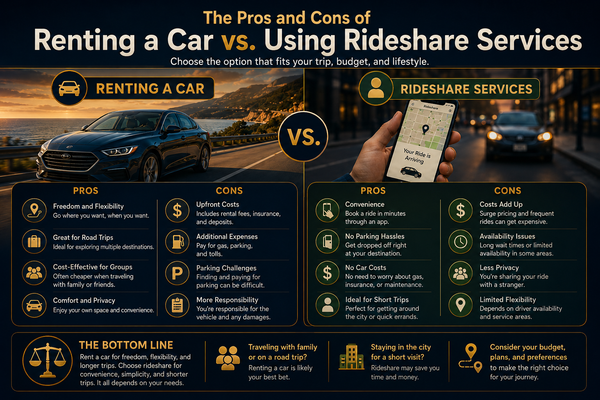 The Pros and Cons of Renting a Car vs. Using Rideshare Services
