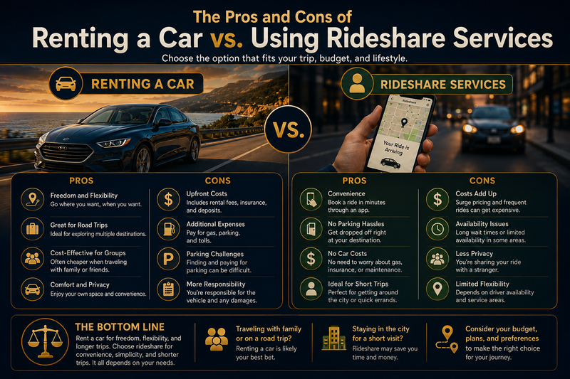 The Pros and Cons of Renting a Car vs. Using Rideshare Services